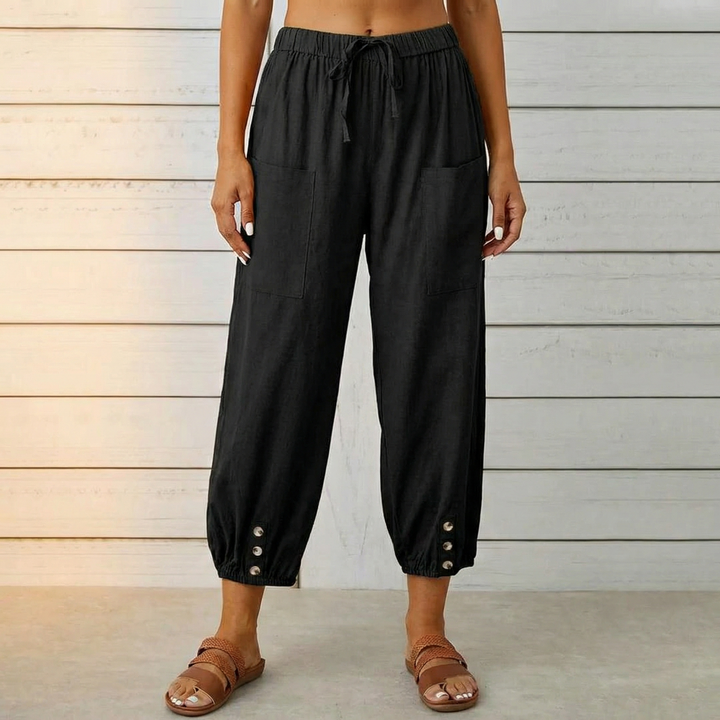 Breezlin™ – Lightweight Summer Capris with Button Hem