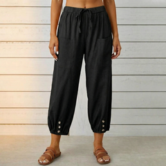 Breezlin™ – Lightweight Summer Capris with Button Hem