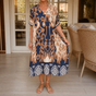 Wearbella – V-Neck Loose Fit Printed Midi Dress