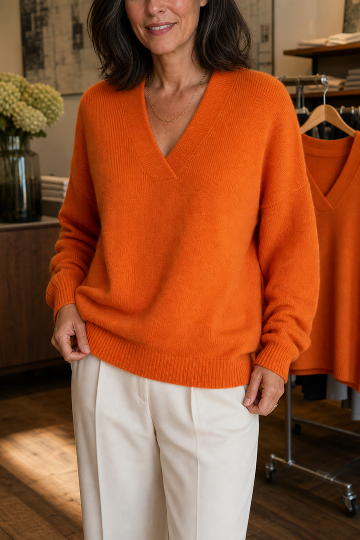 Softline – Ribbed V-Neck Relaxed Knit Sweater