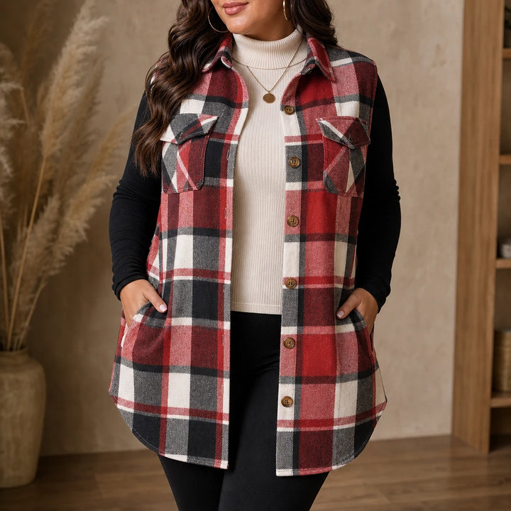 Plaidelle – Plaid Chenille Sleeveless Vest