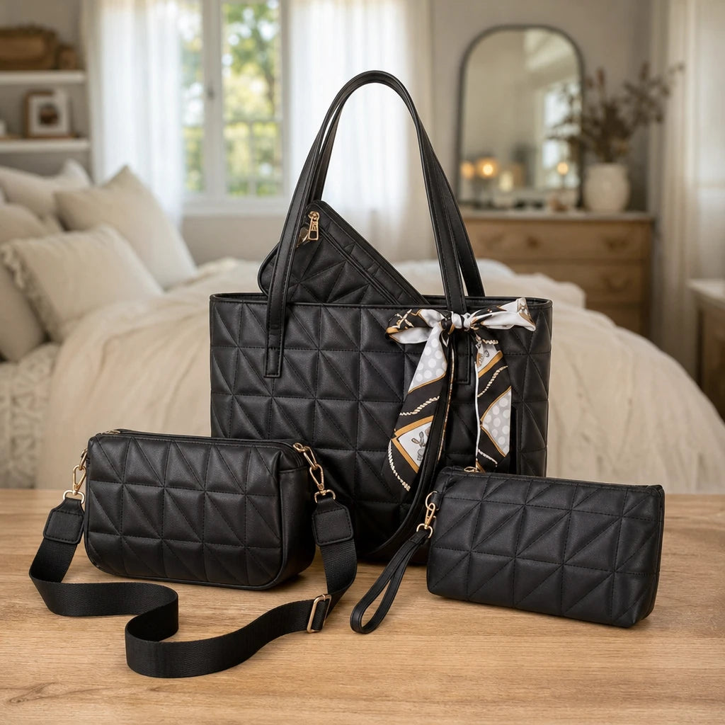 Modella – Geometric Padded Four-Piece Bag Set