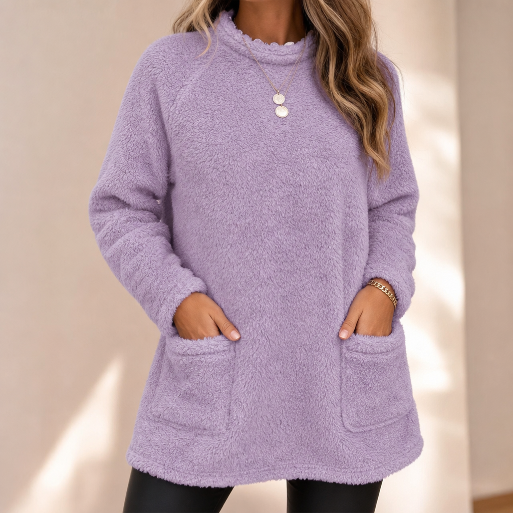 Coreheat – Brushed Fleece-Lined Longline Tunic Top