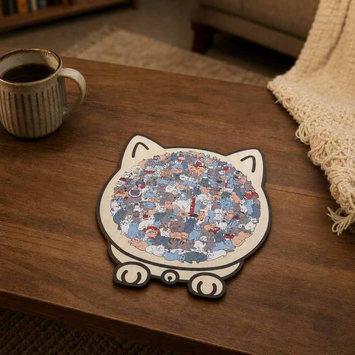 FUNNEL · Purrzzle – 135-Piece Cat-Shaped Wooden Jigsaw Puzzle