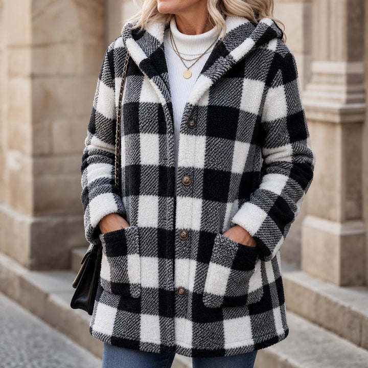 PlaidHaven – Buffalo Plaid Hooded Fleece Coat