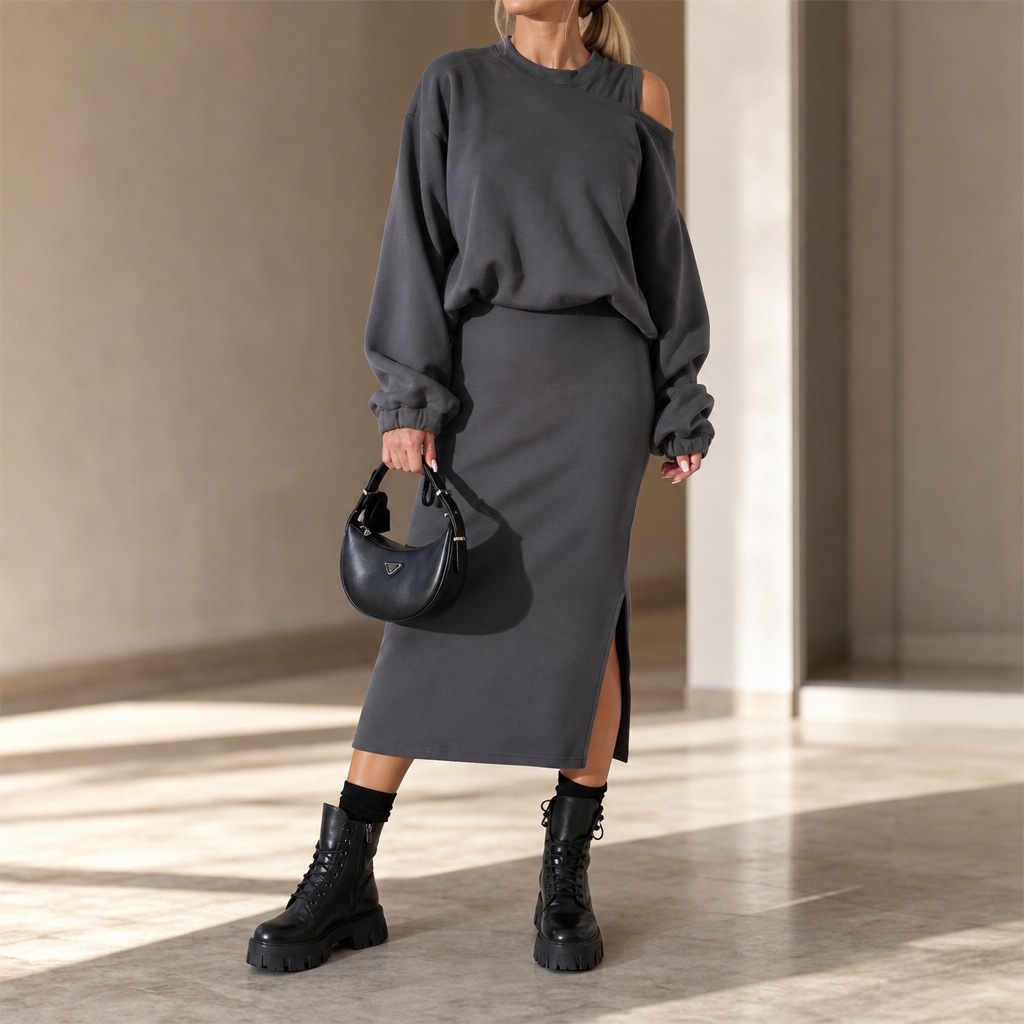 Layerly – Sleeveless Dress And Sweatshirt Layering Set