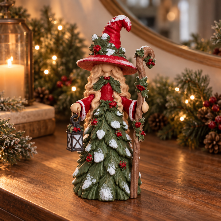 Enchantwood – Pine-Textured Witch Hat Holiday Figurine