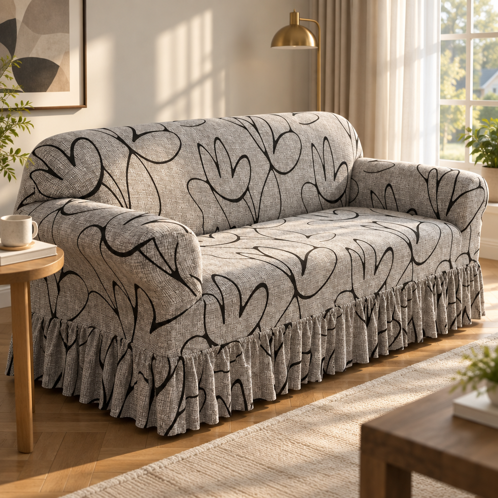 Wrapsody – High-Stretch Ruffled Skirt Sofa Slipcover