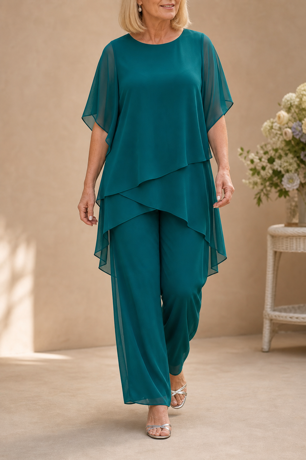 Wearbella – Draped Asymmetric Top And Wide-Leg Trouser Set