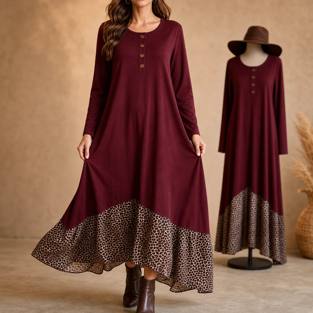 Noiréa – Leopard-Print Ruffle Hem Maxi Dress