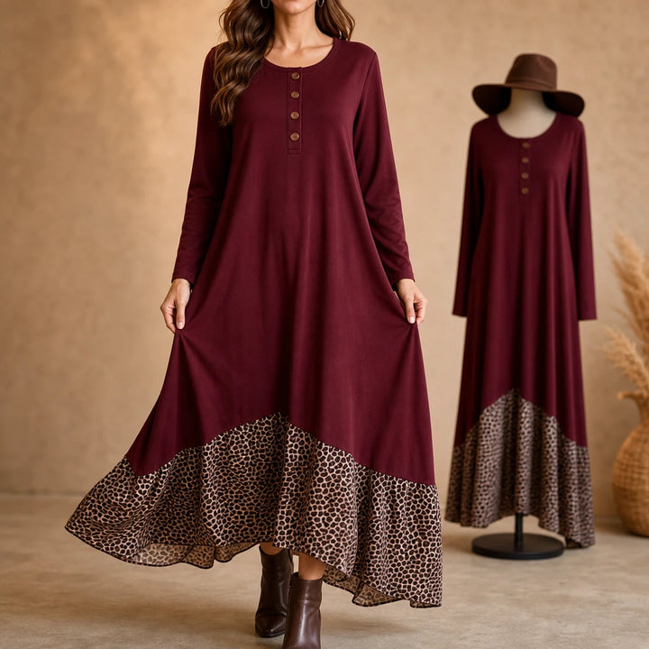 Noiréa – Leopard-Print Ruffle Hem Maxi Dress