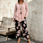 Wearbella – Double-Layer Flowy Top And Floral Wide-Leg Set