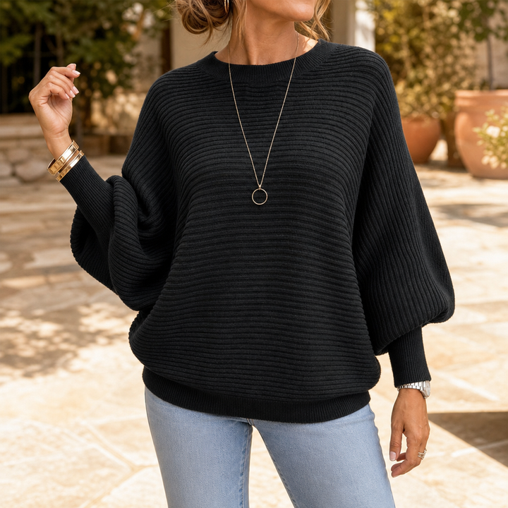 Ribbella – Ribbed Dolman-Sleeve Knit Sweater