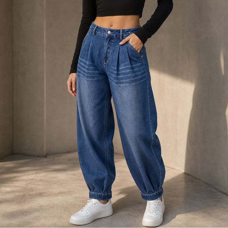 Slouchden – Elastic-Back Tapered Harem Jeans