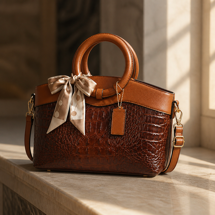 Ladrienne – Croc-Embossed Round Handle Convertible Tote
