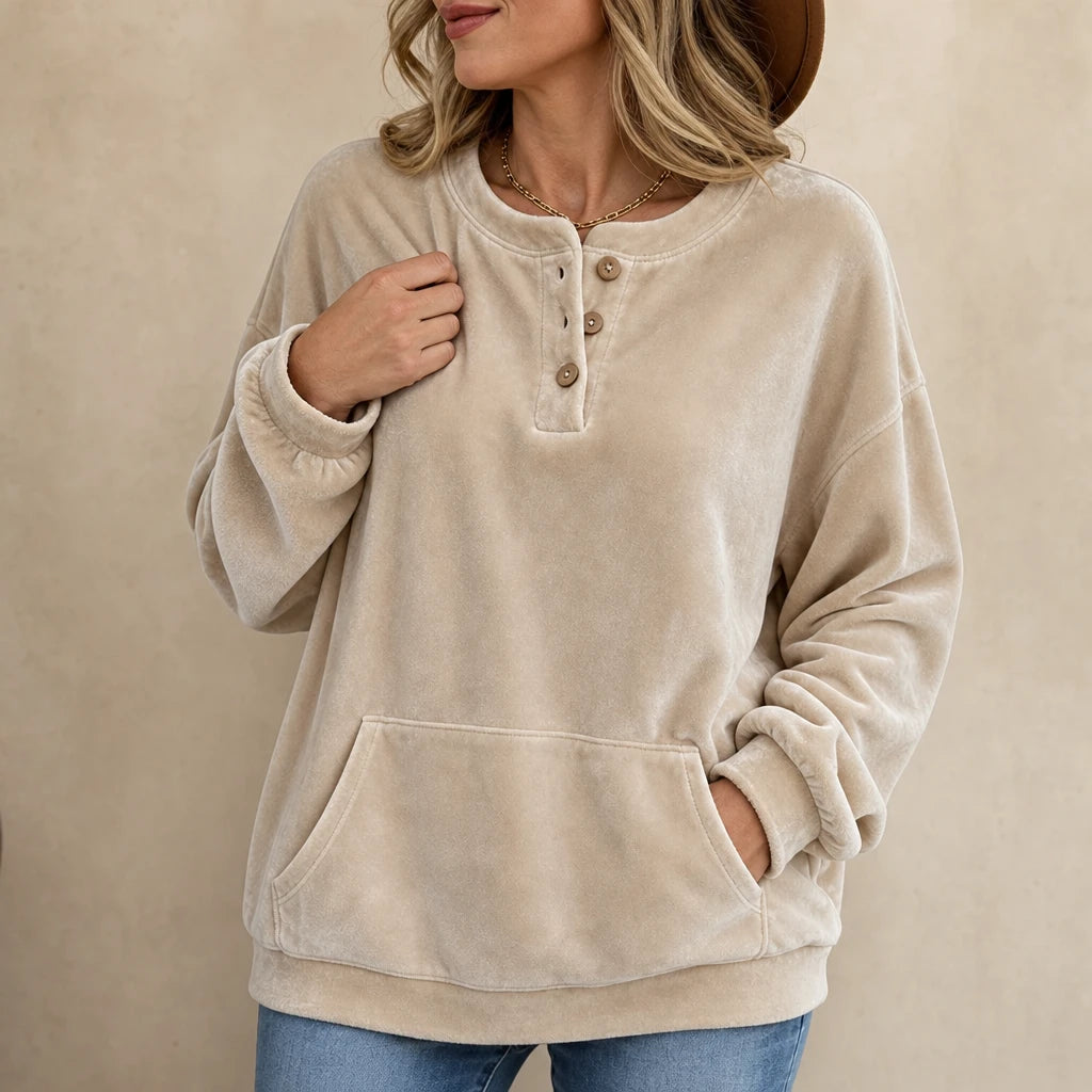 Veloura – Velour Henley Pocket Hoodie