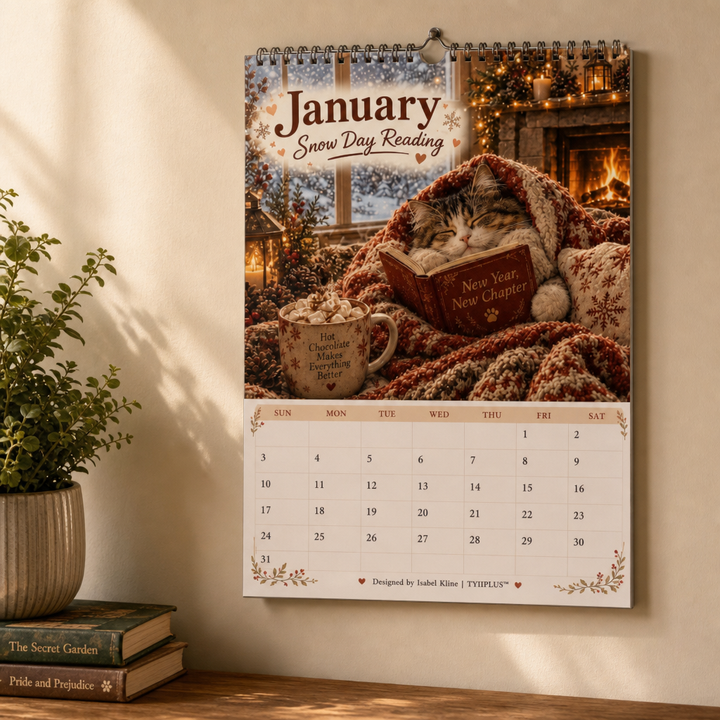 Pagepaws – 2027 Cats And Books 12-Month Wall Calendar