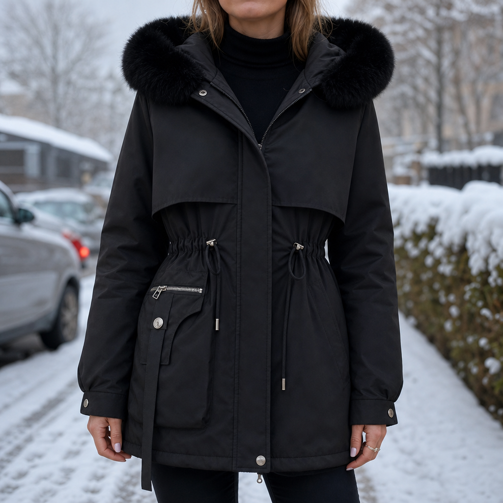 Duvella – Faux Fur Hood Double-Layered Puffer Coat