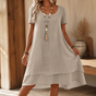 Linora – Double Hem A-Line Cotton-Linen Dress