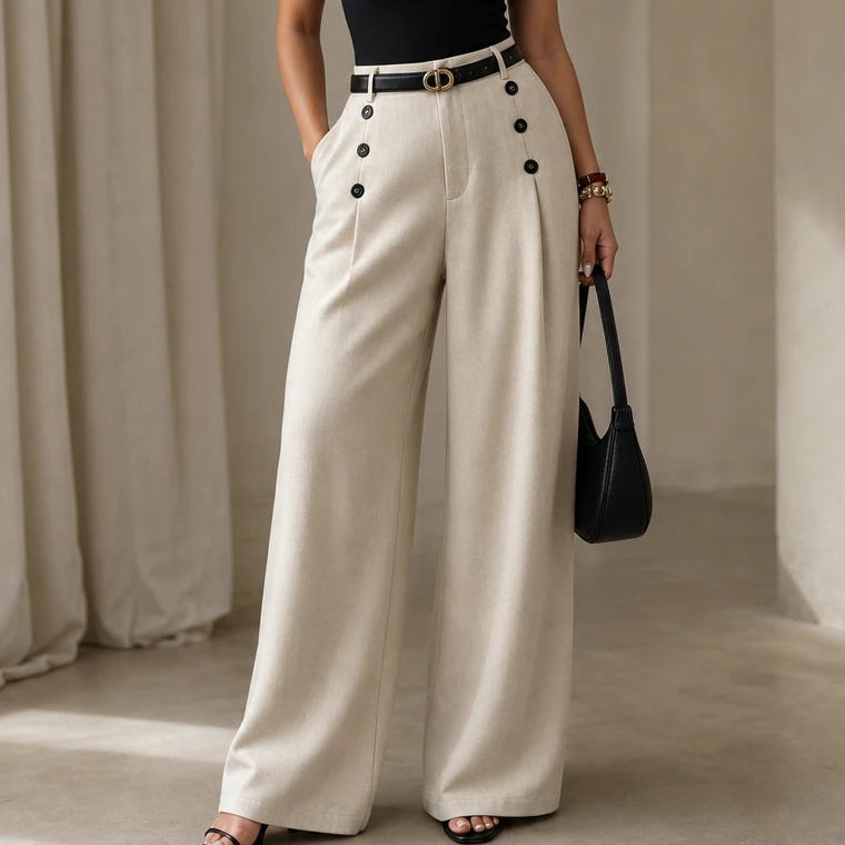 Veloura – High-Waisted Pleated Wide-Leg Trousers