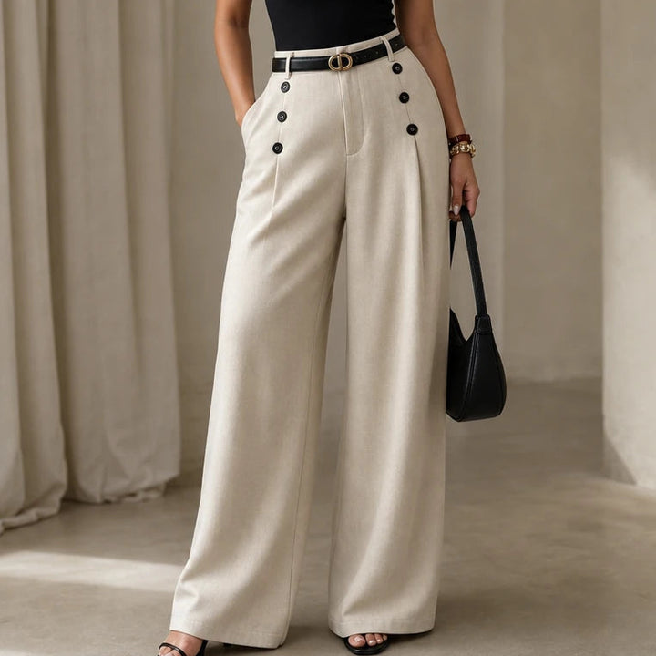 Veloura – High-Waisted Pleated Wide-Leg Trousers