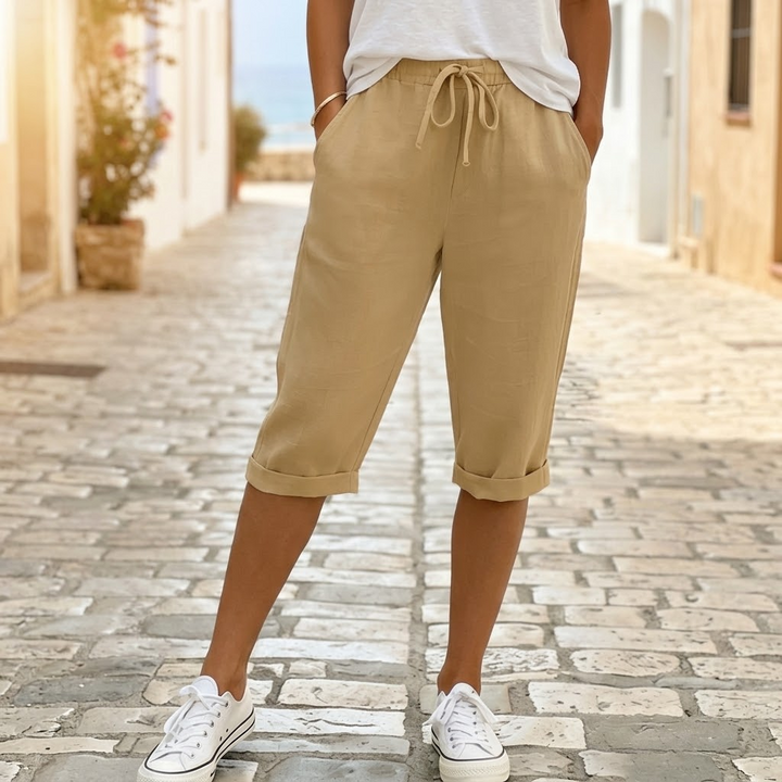 Solenna™ – Cotton-Linen Drawstring Capri