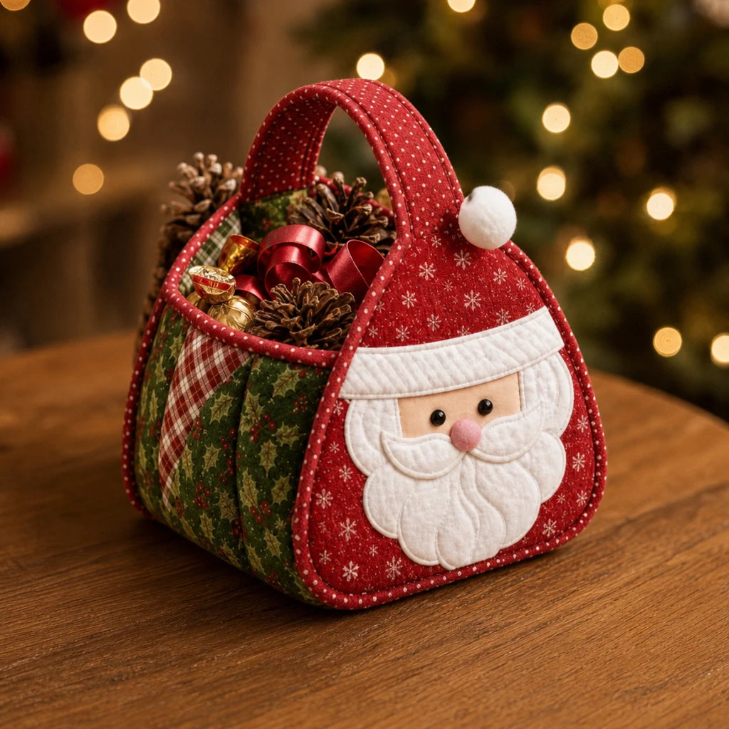 Holly & Stitch – Santa Appliqué Quilted Sewing Basket Kit