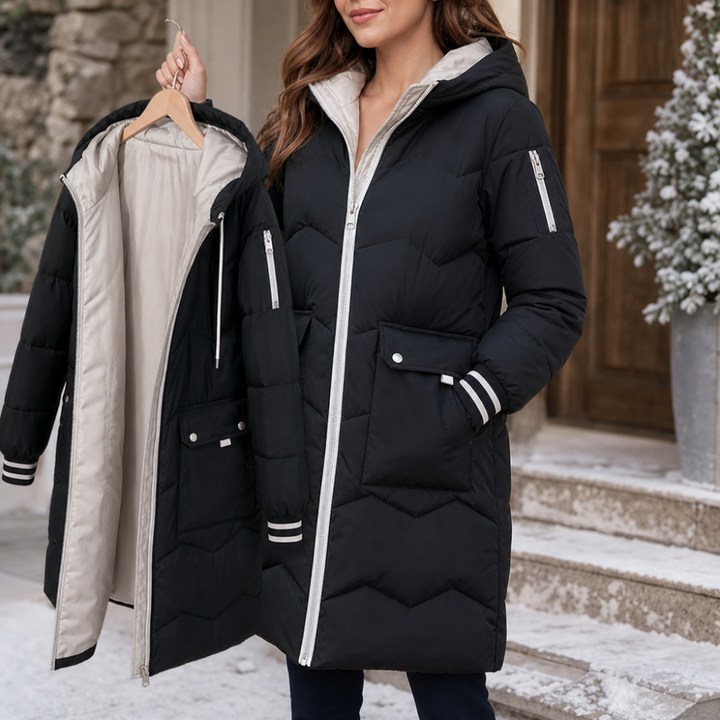 Cozyelle – Hooded Mid-Length Puffer Coat