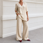 Draperly – V-Neck Linen-Look Two-Piece Set