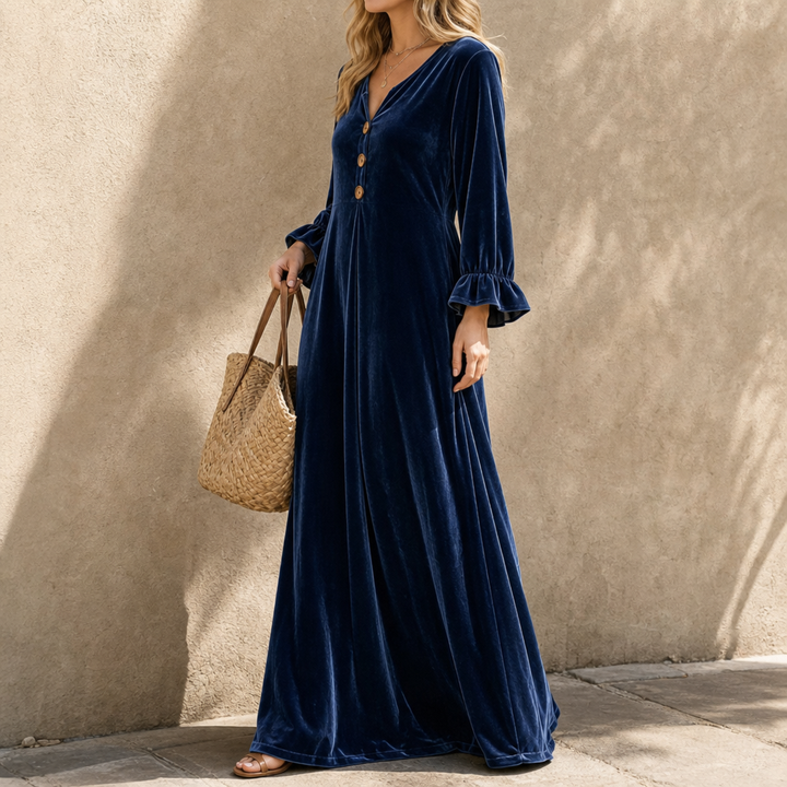 Veloura – Ruffled Sleeve Maxi Dress