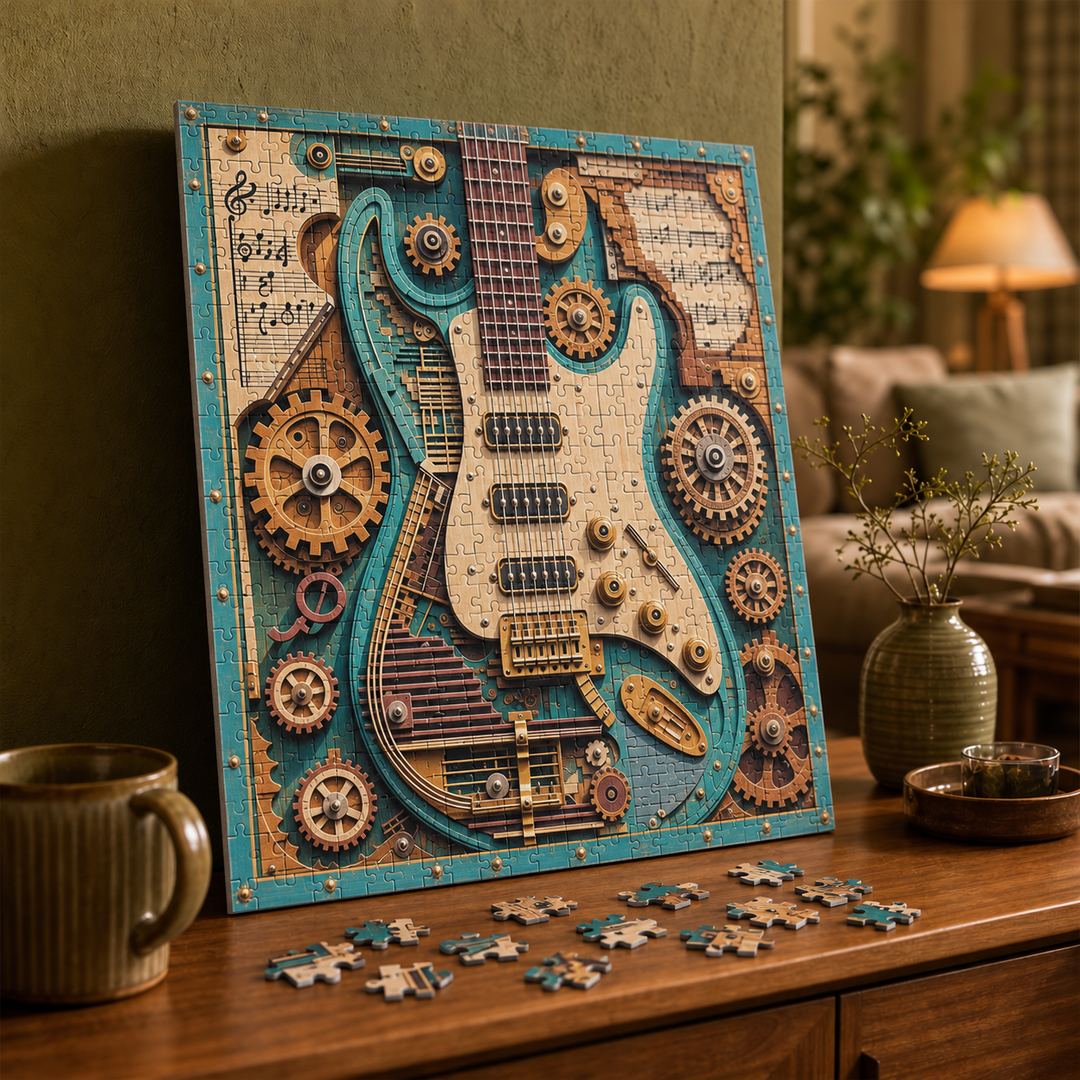 Gearwood – Steampunk Guitar 3D Puzzle