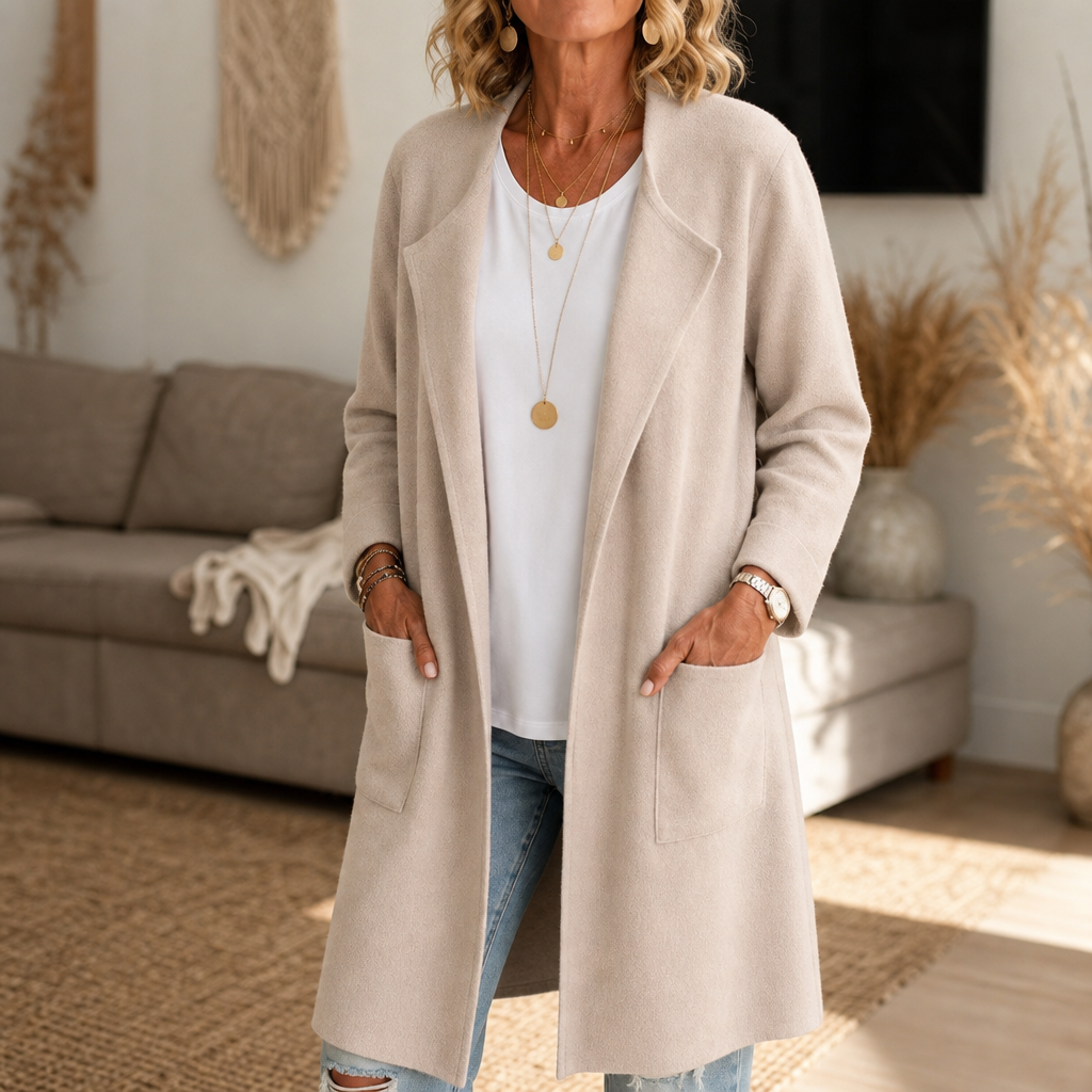 Draperie – Open-Front Longline Wool-Look Coat