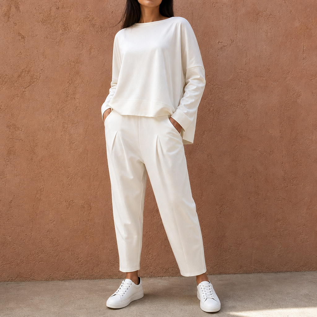 Wearbella – Pleated Wide-Leg Loungewear Set