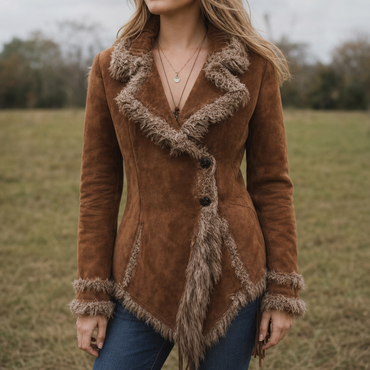 Westella – Faux Suede Fringe Western Jacket