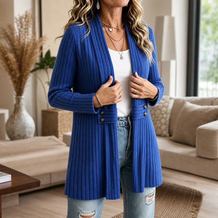 Wearbella – Ribbed Knit Open-Front Cardigan
