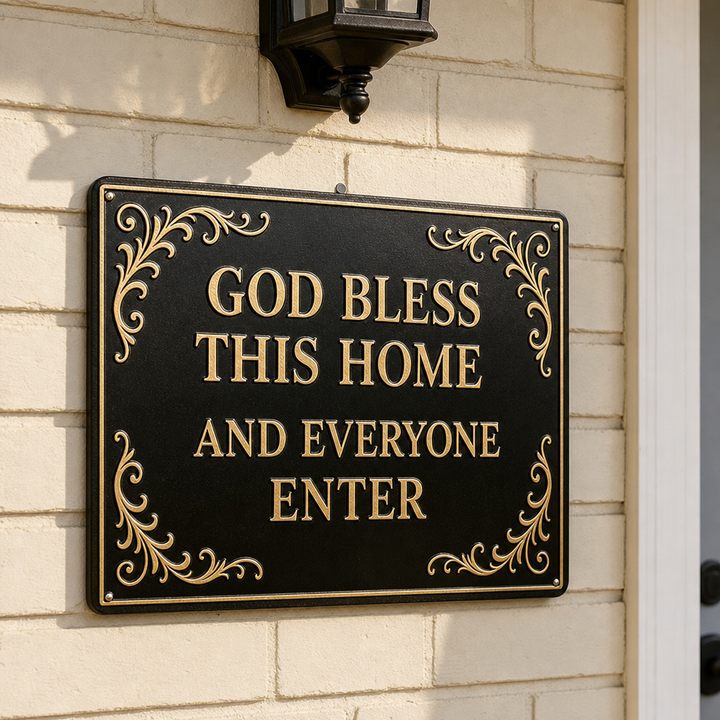 Graceborne – Embossed Scroll Metal Blessing Sign