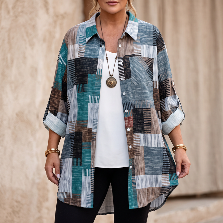Plaidwell – Colorful Patchwork Plaid Button-Up Shirt