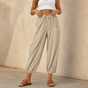 Wearbella – Wide-Leg Linen Blend Drawstring Pants