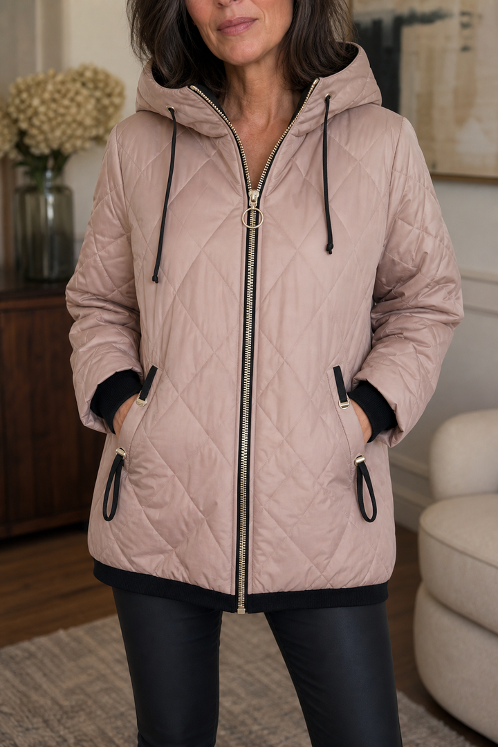 Wearbella – Quilted Hooded Zip-Front Jacket
