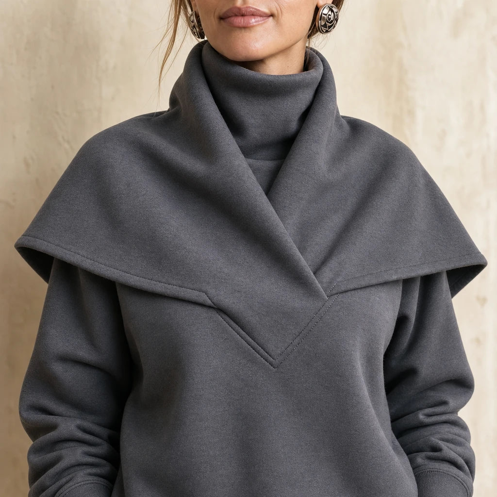 Sailora – Draped Sailor-Collar Fleece Sweatshirt