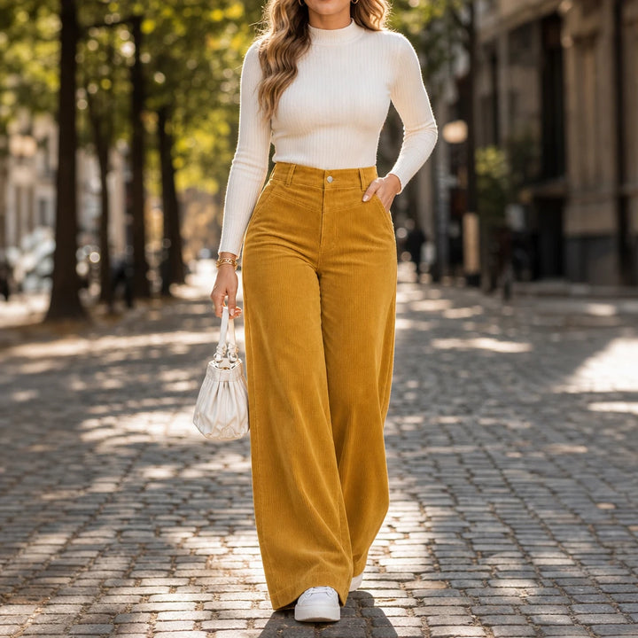 Cordelia – High-Waisted Wide-Leg Corduroy Trousers