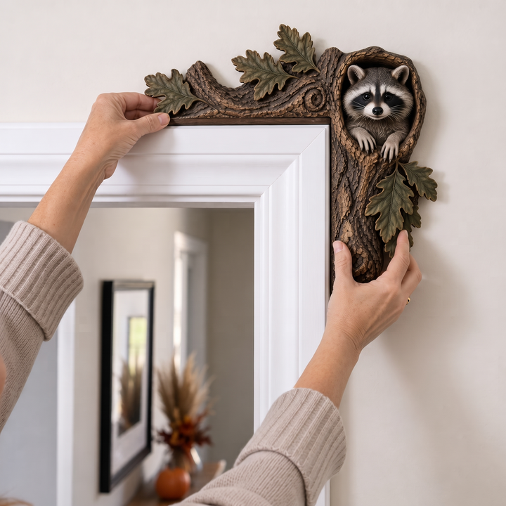 Hollowbrook – Raccoon Tree Hollow Doorframe Topper