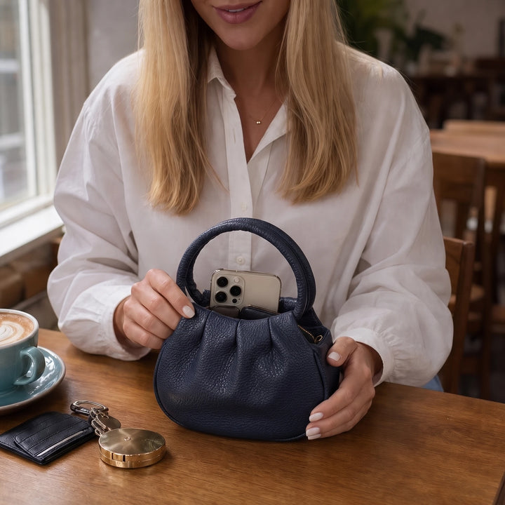 Pleatelle – Pleated Mini Handbag With Round Handles