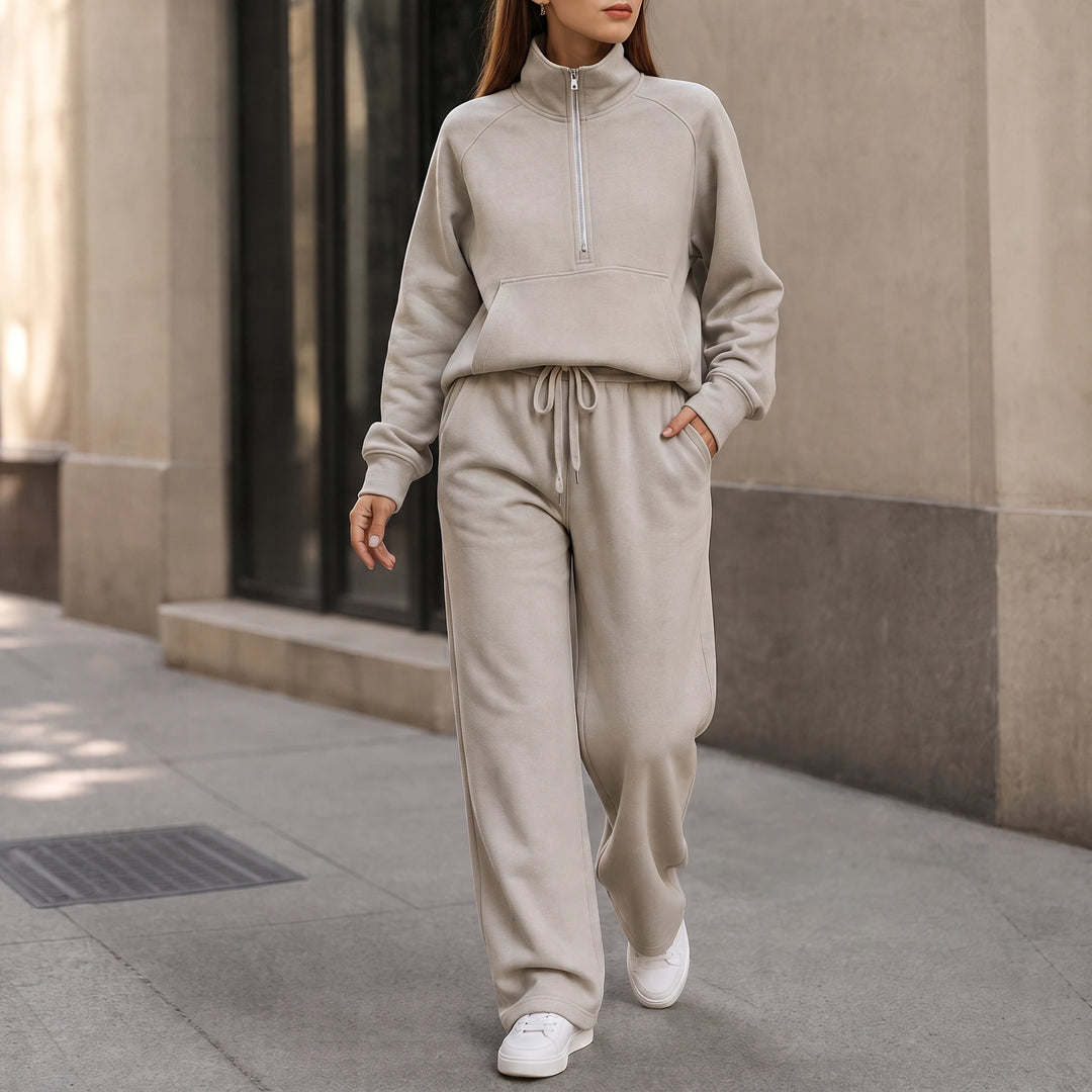 Ease & Elsewhere – Ribbed Oversized Top And Wide-Leg Pants Set