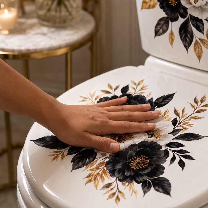 Pearlflora – Layered Floral PVC Toilet Decal Set