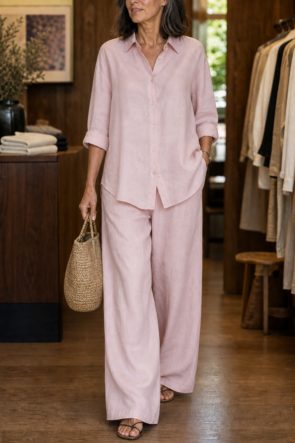 Setwell – Shirt And Wide-Leg Pants Set
