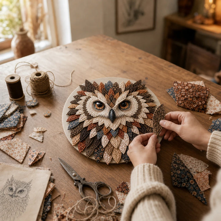 Featherwise – Layered Fabric Owl Wall Art Kit