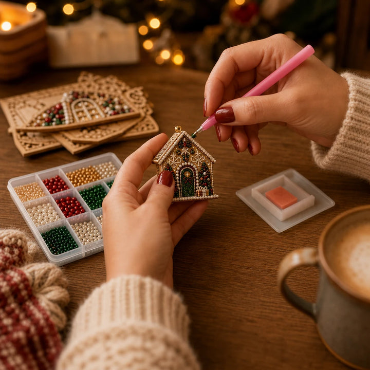 Hearthglint – 3D Wooden Diamond Painting Christmas House Kit