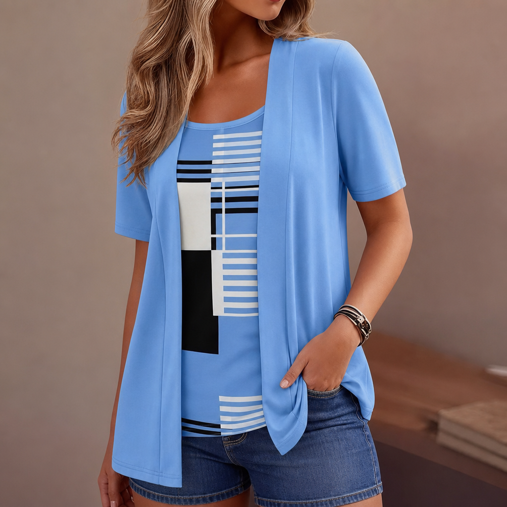 Wearbella – Color-Block Layered-Look Top