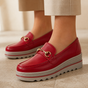 Clarelle – Steel-look Clasp Lug Sole Loafers
